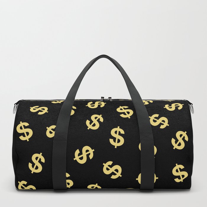 Dollar Signs Black Gold Duffle Bag By Inspiredimages Society6 Dollar Signs Black Gold Duffle Bag