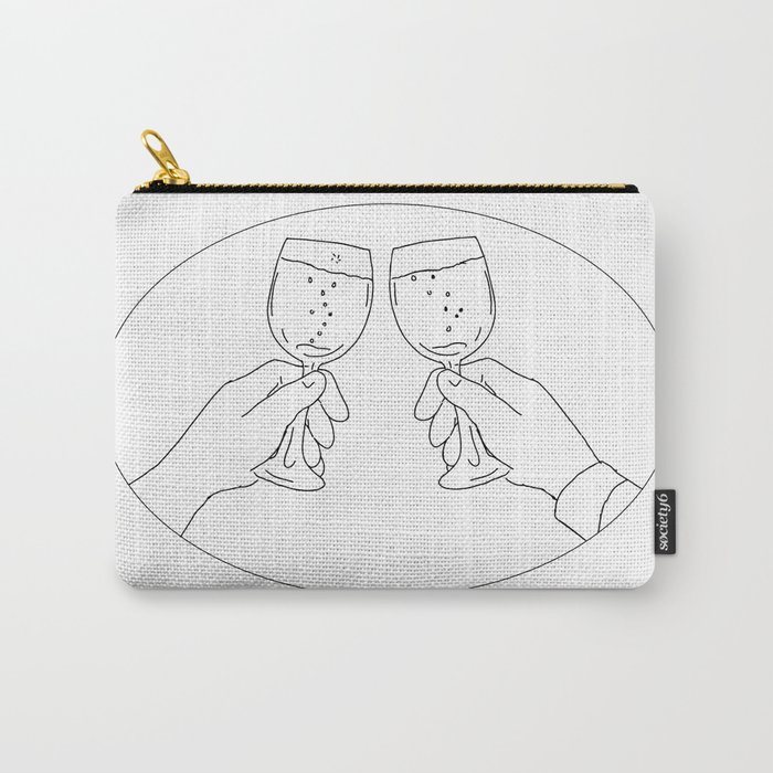 Hands With Wine Glass Toasting Drawing Carry-All Pouch