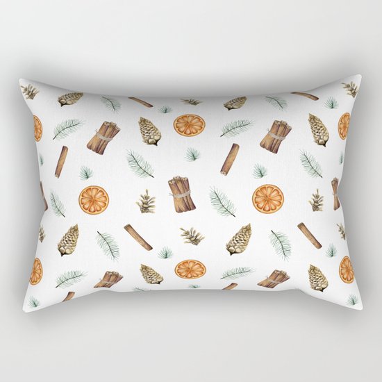 Christmas pattern with citrus and cinnamon Rectangular Pillow