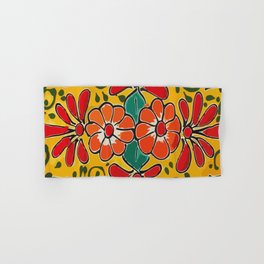Yellow flower mexican ceramics talavera tile Hand & Bath Towel