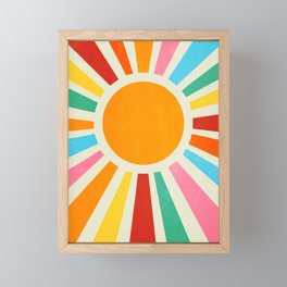 Retro Sunrise: Rainbow Edition Framed Mini Art Print