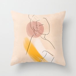 Peach Simple Line Woman Throw Pillow
