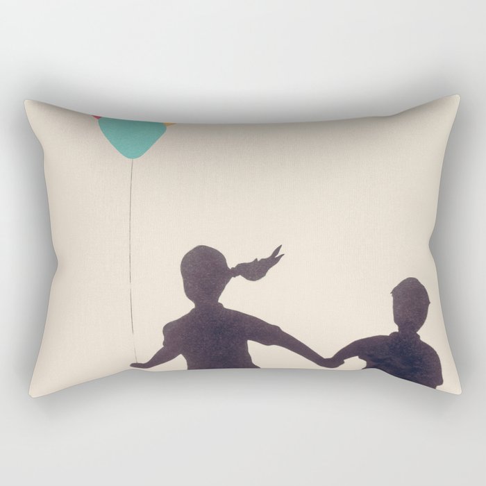 Girl And Boy With Balloons Rectangular Pillow
