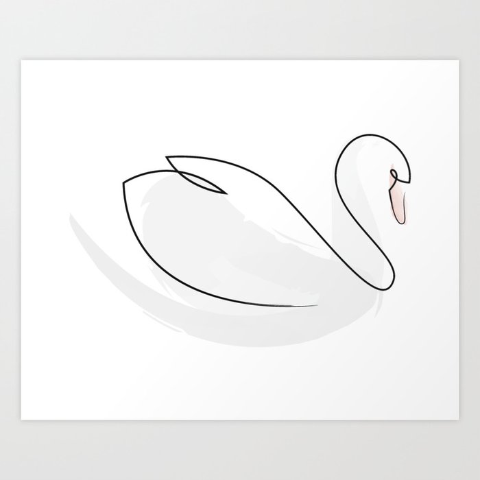 One line swan Art Print by addillum | Society6