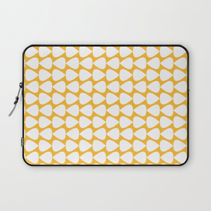 Plectrum Mini Retro Modern Geometric Pattern in White and Sunflower Mustard Marigold Yellow Laptop Sleeve