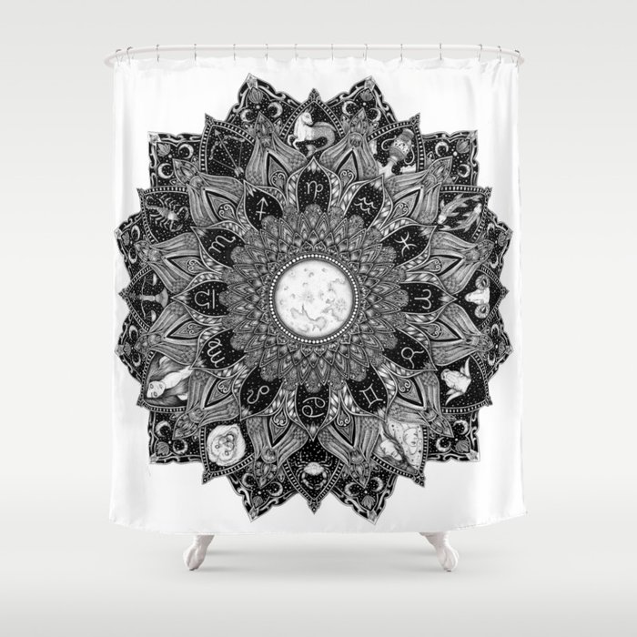 Zodiac Signs Mandala Shower Curtain