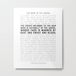 The Man in the Arena - by Theodore Roosevelt - Motivational Quote Metal Print | Not The Critique, Graduation, Typography Poster, Gift, High School, United States, Minimalism, The Man In The Arena, Motivational Quote, Graphicdesign 