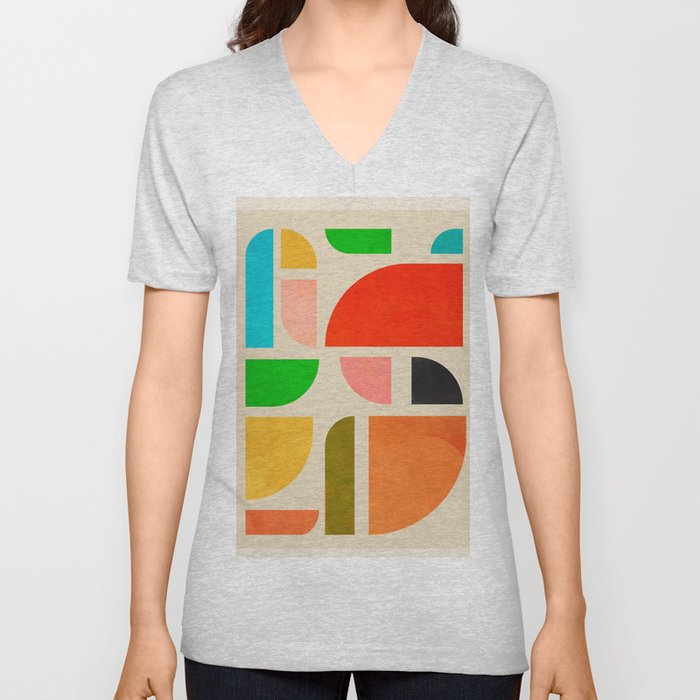 Colorful Shape Geometry 03 V Neck T Shirt