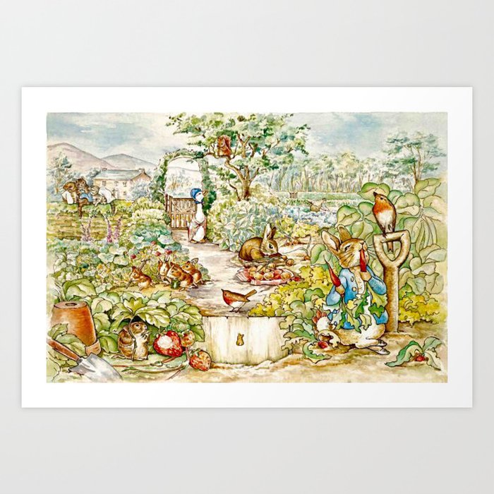 “Farmer McGregor’s Garden” by Beatrix Potter (1920) Art Print