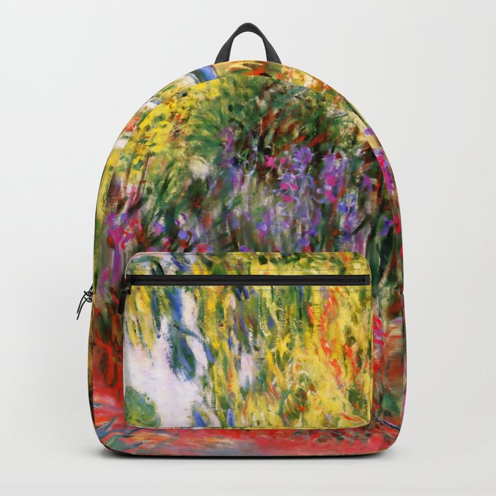 Claude Monet "Water lily pond, water irises" Backpack