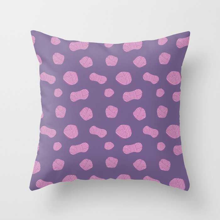 I Don't Have a Yarn Problem Pink Purple Throw Pillow