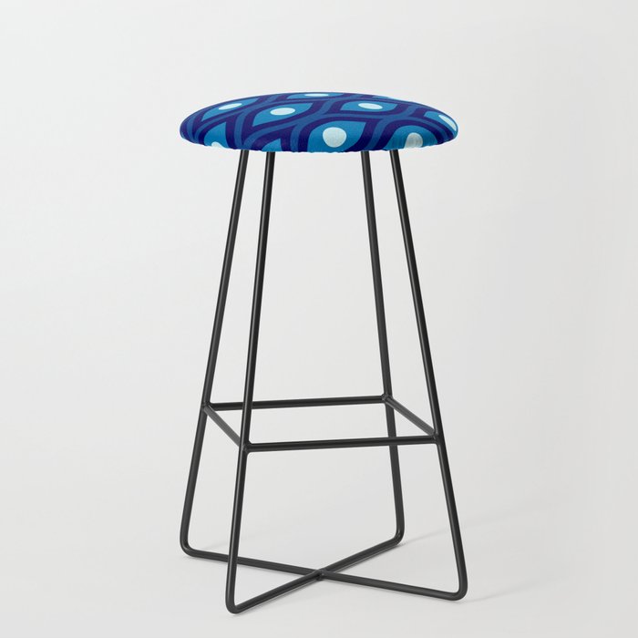 Groovy Abstract Colorful Retro Pattern - Blue and Navy Bar Stool