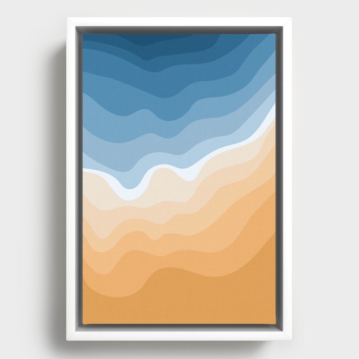Abstract print sea and beach Framed Canvas