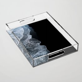 Waves on a black sand beach in iceland - minimalist Landscape Photography Acrylic Tray