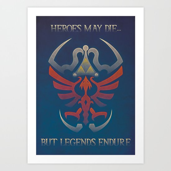 Gamer Art LoZ Shield Quote Textured Art Print