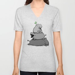 Hippo Totem V Neck T Shirt