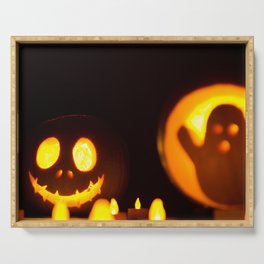 Halloween Jack O' Lantern and Ghost Figure Serving Tray