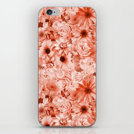 coral pink floral bouquet aesthetic cluster iPhone Skin