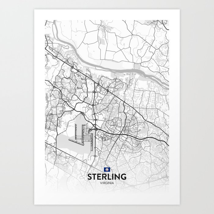 Sterling, Virginia, United States - Light City Map Art Print