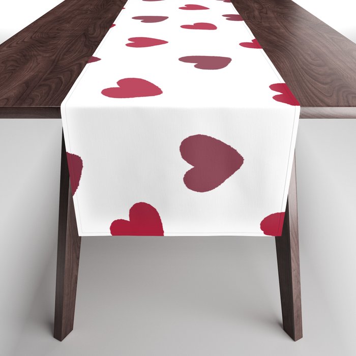 Cute Hearts Valentine Print Seamless Pattern Table Runner