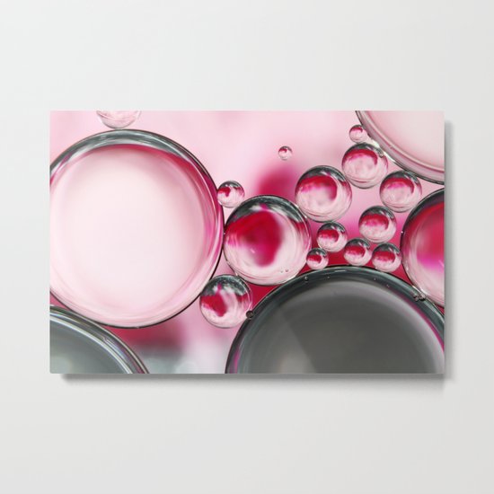 Rose & Grey Bubble Abstract Metal Print