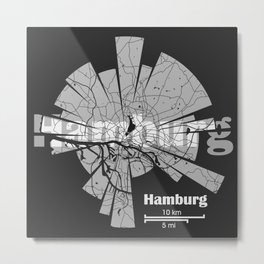 Hamburg Map Metal Print