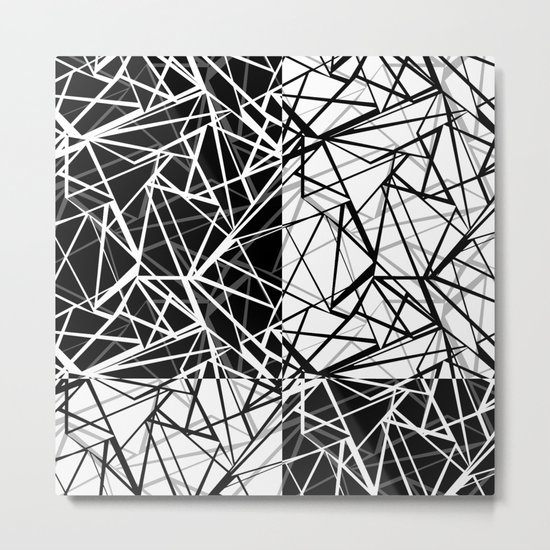 Black white combination pattern . Mesh . Metal Print