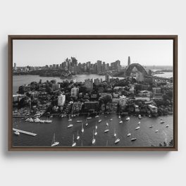 Sydney Harbour Kirribilli Black and White Framed Canvas