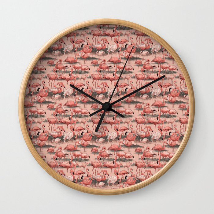 Flamingos in Pink Wall Clock