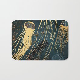 Metallic Jellyfish Bath Mat | Nature, Copper, Ocean, Underwater, Aquatic, Contemporary, Jellyfish, Sea, Indigo, Modern 
