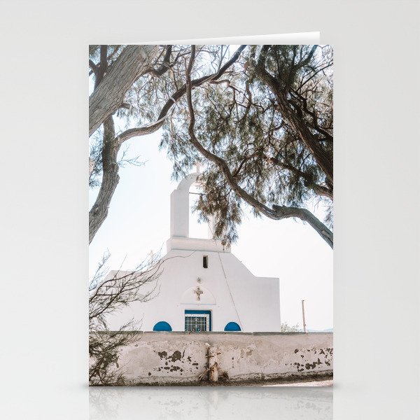 White Church in Greece | Happy Travel Photography in South Europe | Summer Days Hike on the Islands  Stationery Cards