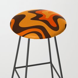 Retro Liquid Swirl Abstract Pattern in 70s Orange and Brown  Bar Stool