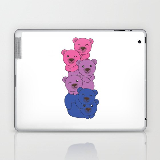 Bi Flag Pride Lgbtq Cute Bear Pile Laptop & iPad Skin