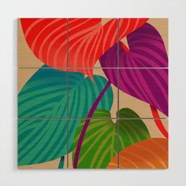 Colorful tropical leaves Wood Wall Art