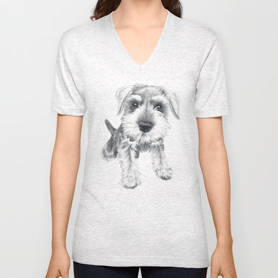 Schnozz the Schnauzer Unisex V-Neck
