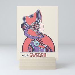 Retro vintage Sweden travel Mini Art Print
