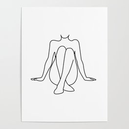 Minimalist Woman Line Drawing, Portrait Minimalistic Style, Modern Continuous Line Art Poster