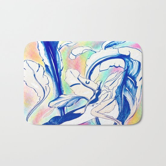 Plant in Blue Marker - Leaf of Life Miracle Leaf - Rainbow Colorful 2 Bath Mat