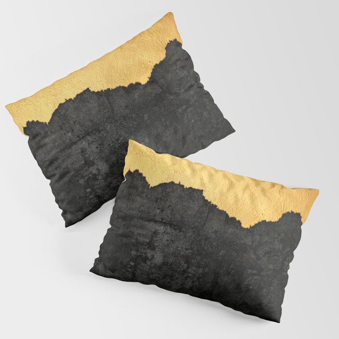 Black Grunge & Gold texture Pillow Sham