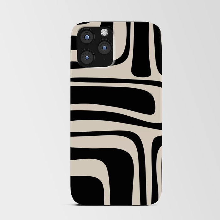 Palm Springs - Midcentury Modern Abstract Pattern in Black and Almond Cream  iPhone Card Case