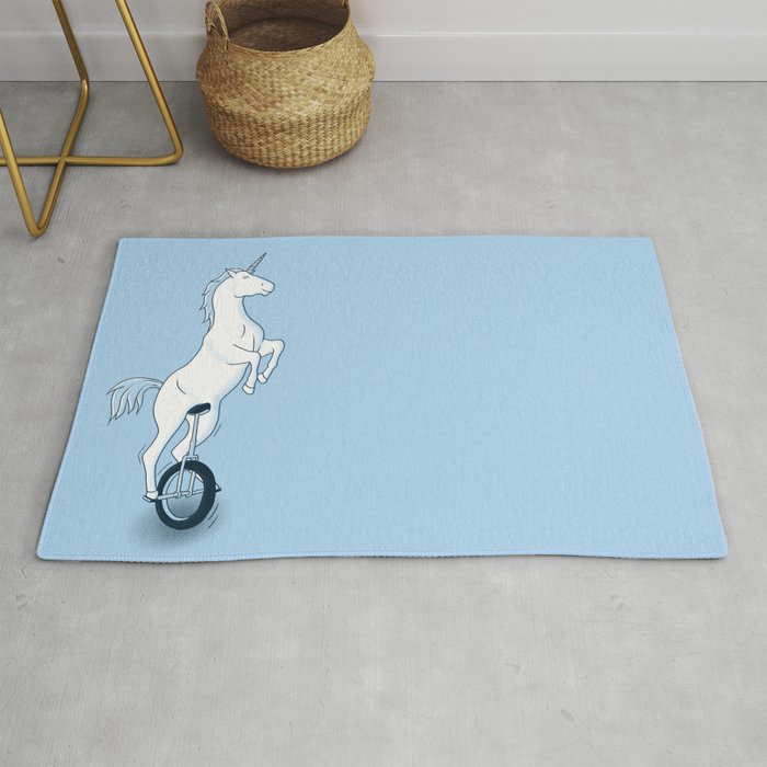 Unicorn on a unicycle - blue Rug