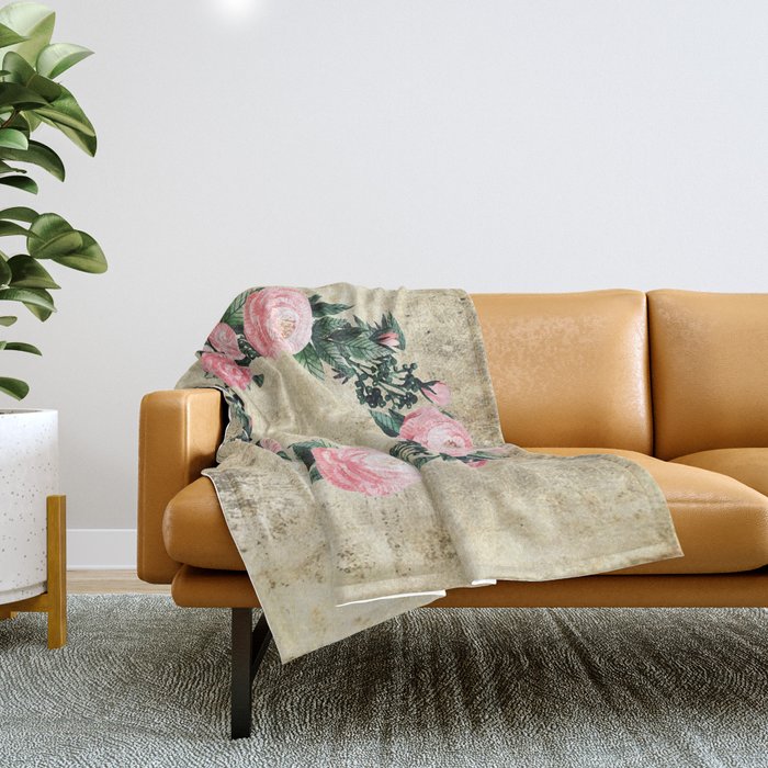 Wreath #Rose Flowers #Royal collection Throw Blanket