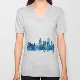 Chicago Illinois Skyline V Neck T Shirt