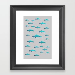 Hammerhead shark pattern (shark city 2) Framed Art Print