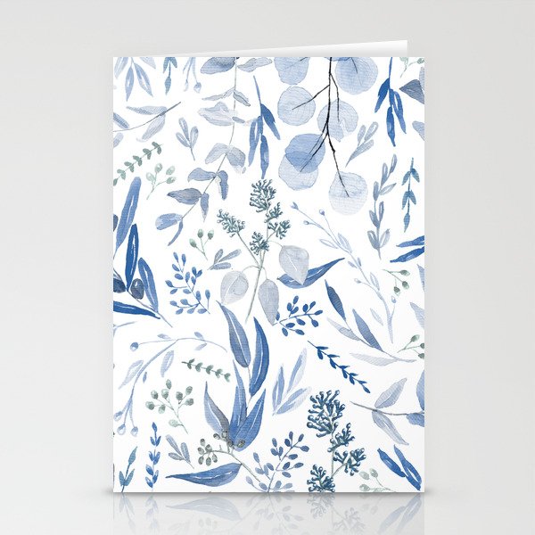 Blue Eucalyptus Pattern Stationery Cards