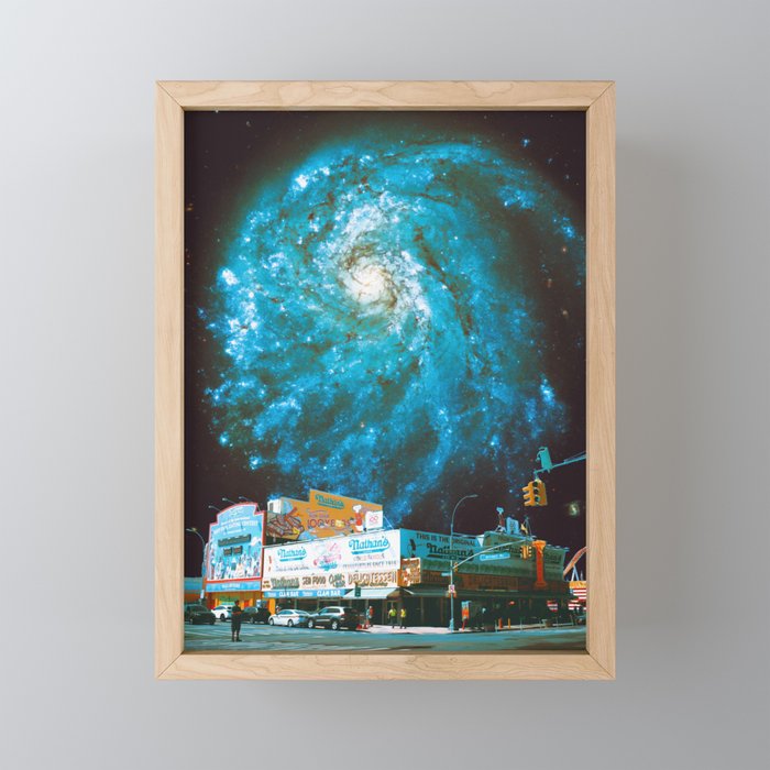 Intersection - Space Collage, Retro Futurism, Sci-Fi Framed Mini Art Print