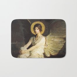 “Angel on Jesus Tomb” by Abbott Handerson Thayer Bath Mat | Saint, Spirit, Jesus, Angel, Tomb, Seraph, Painting, Guardian, Rock 