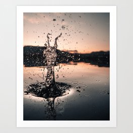 Water Drop Sunset Form Art Print