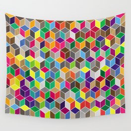 Background from cubes. Vintage illustration Wall Tapestry