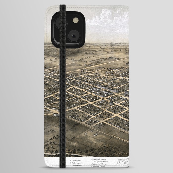 Birds eye view of the city of Coldwater vintage pictorial map iPhone Wallet Case